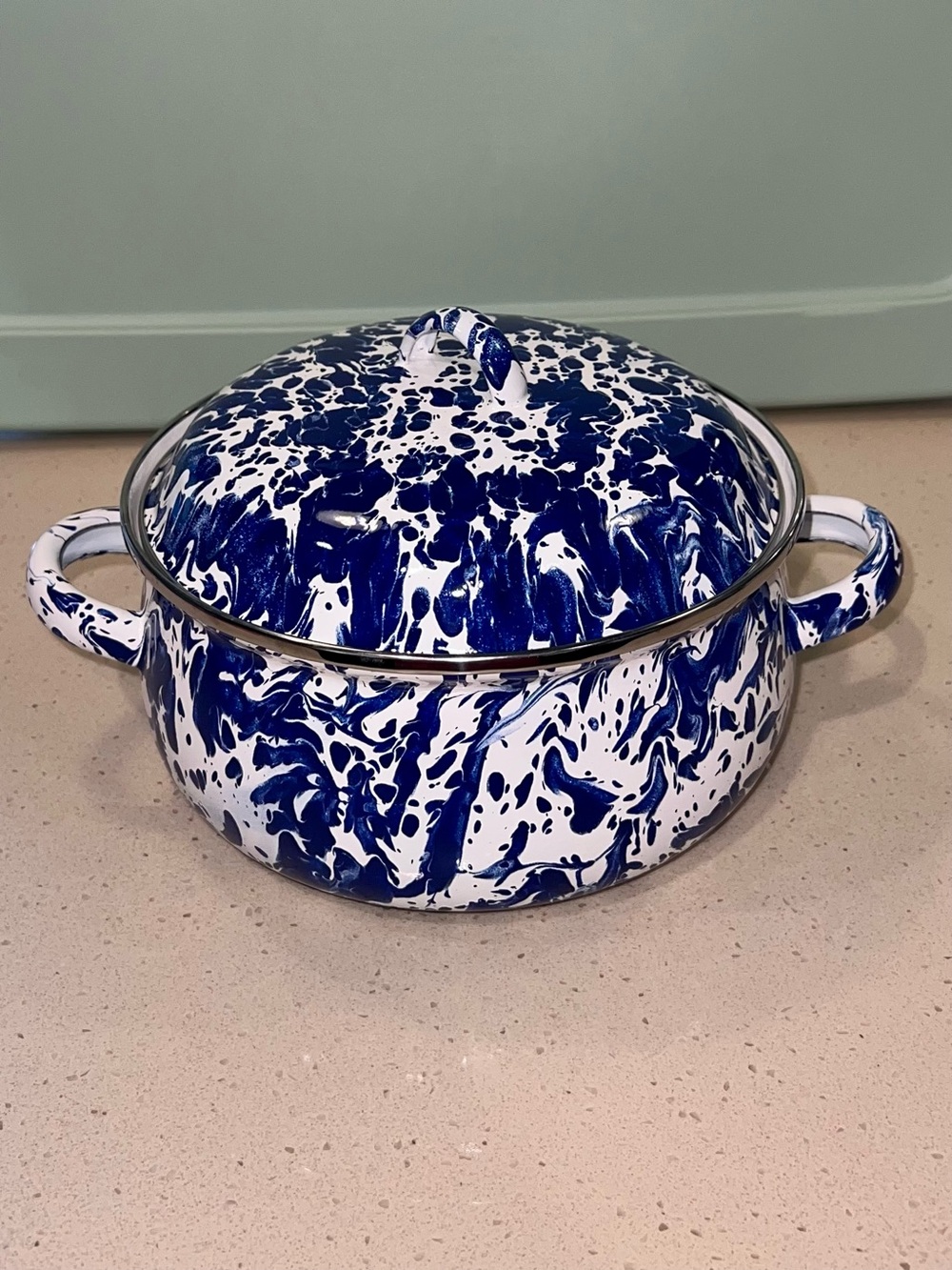 Golden Rabbit Blue and White Dutch Oven with Lid NEW W/O TAGS